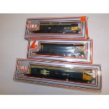 Three Lima diesel locomotives, boxes damaged, lacquered.