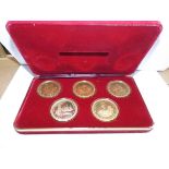 Isle of Man:- A set of five millennium sterling silver crowns, cased.
