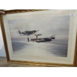 Aviation Print:- "Memorial Flight" by Robert Taylor and signed by the same also signed by "Johnnie"