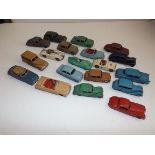 Dinky saloons and sports cars, playworn.