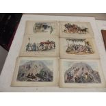 ITALIAN Hand col litho views. 6 including 2 Vesuvius.