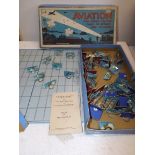 "Aviation" an aerial tactics attack board game with tin and lead counters, rules included,