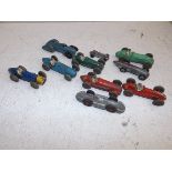 Dinky:- A collection of racing and speed cars, playworn.