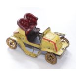 A Gebruder Bing "De Deon" type clockwork tin plate car, painted body, rubber tyres,