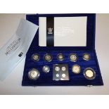 2000 Millennium thirteen coin silver proof set, cased.