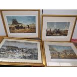 Three signed military prints by David Cartwright and one other print.