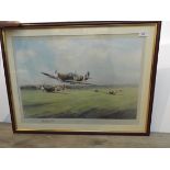 Aviation print:- Dawn scramble by Robert Taylor and signed by the same also signed by Wing