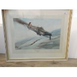 Aviation Print:- "Battle of Britain VC" by Robert Taylor and signed by Eric Knightley.