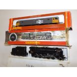Three Hornby railways locomotives, "Royal Star", "Evening Star" and CL47 diesel, boxes damaged,