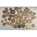 World silver coins including 19th century.