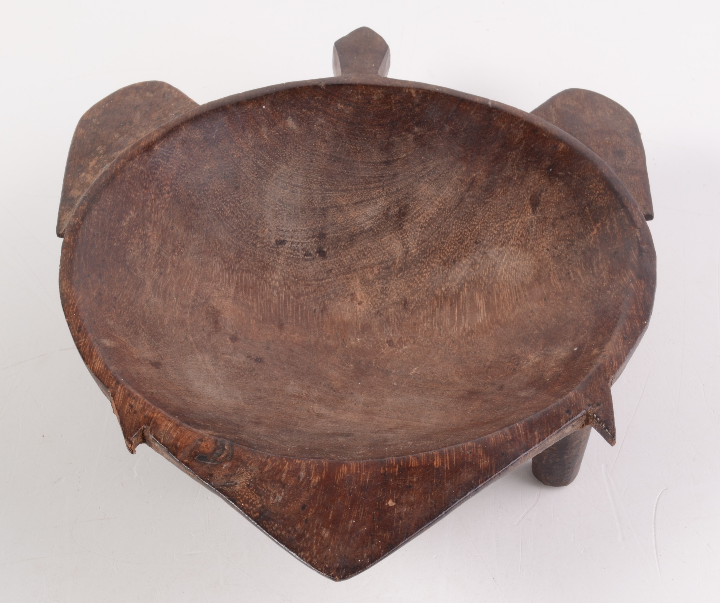 A Fijian carved hardwood kava bowl of turtle shaped outline, raised on four peg feet, length 35cm, - Image 2 of 2