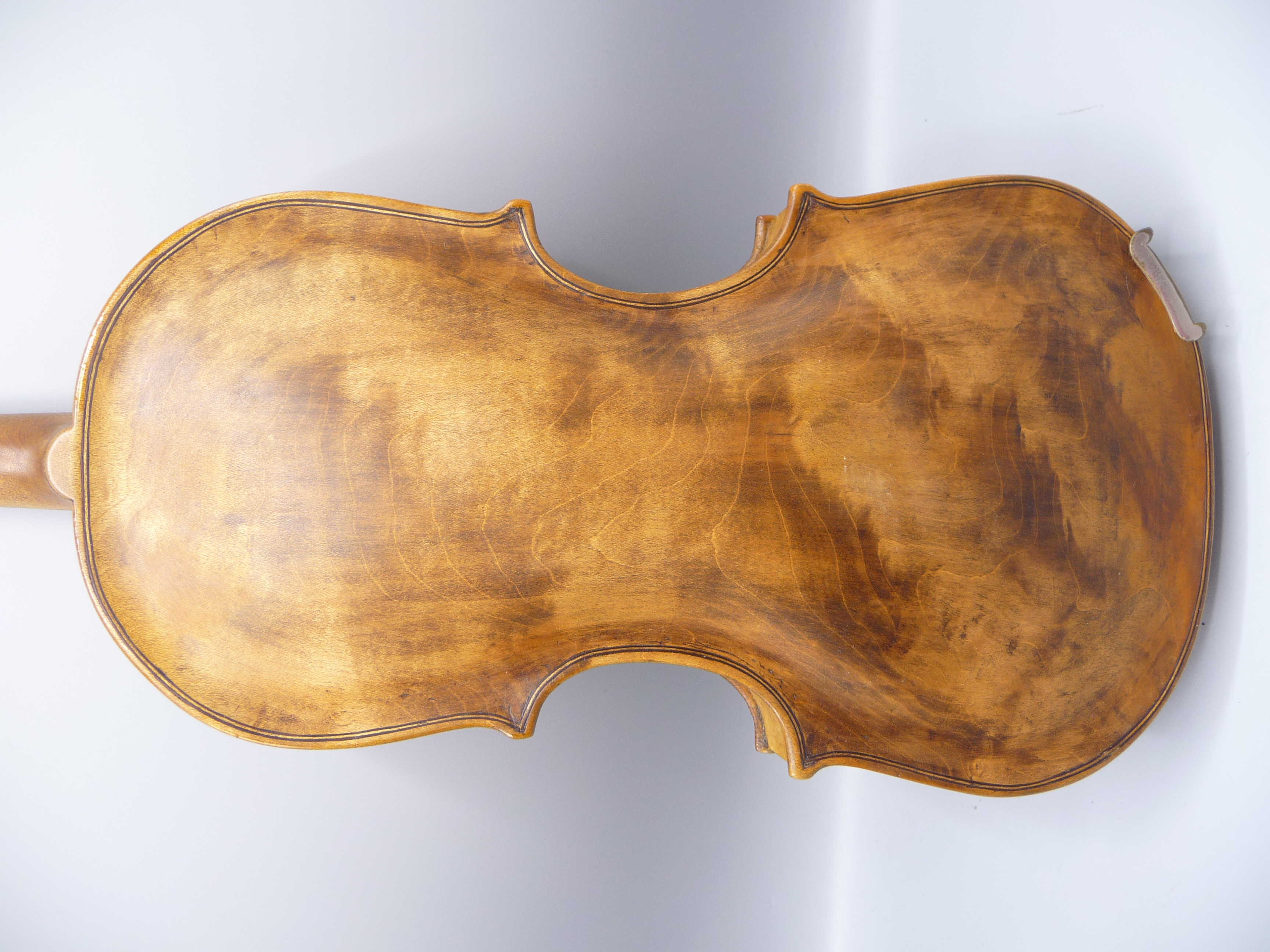 A cased violin and two bows, length of back 37cm. - Image 4 of 9