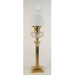 A corinthian column brass oil lamp, early 20th century, stamped 'Messengers',