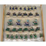 An Indian silver and enamel chess set, the pawns as warriors,