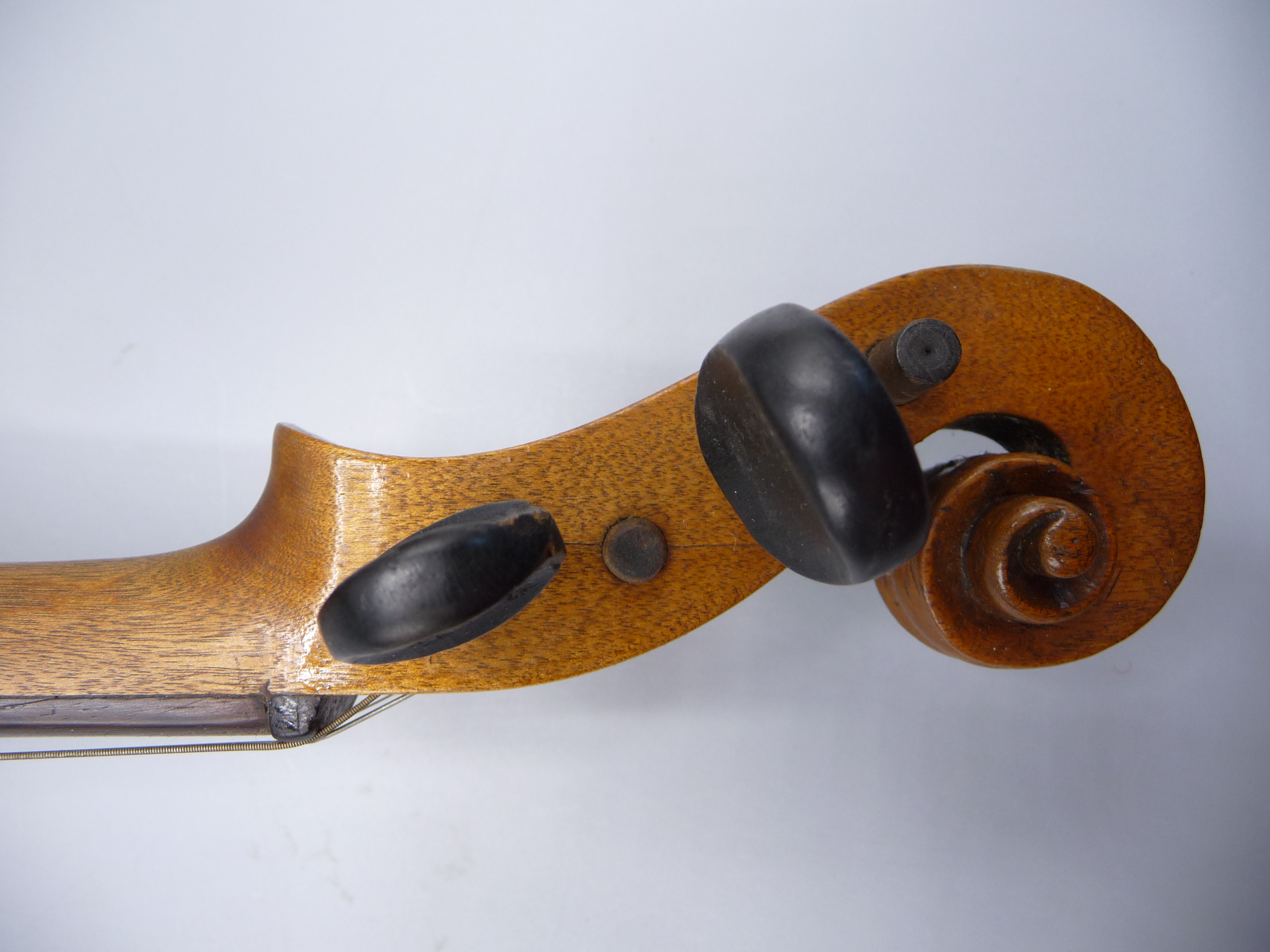 A cased violin and two bows, length of back 37cm. - Image 5 of 9