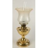 A brass oil lamp, early 20th century, full height 53.5cm.