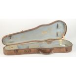 A wooden violin case, bearing the paper label 'J. Thibouville-Lamy & Co, London & Paris'. Length 73.