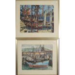 CHARLES BREAKER Newlyn Fishmarket Watercolour Signed and titled 35 x 42 cm Plus one other