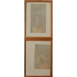 EILEEN ALDRIDGE Two female portraits Watercolour Each monogrammed 28 x 15cm and 24 x 15cm