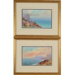 HERBERT WILLIAM HICKS Seascapes A pair of watercolours Signed 15 x 24 cm