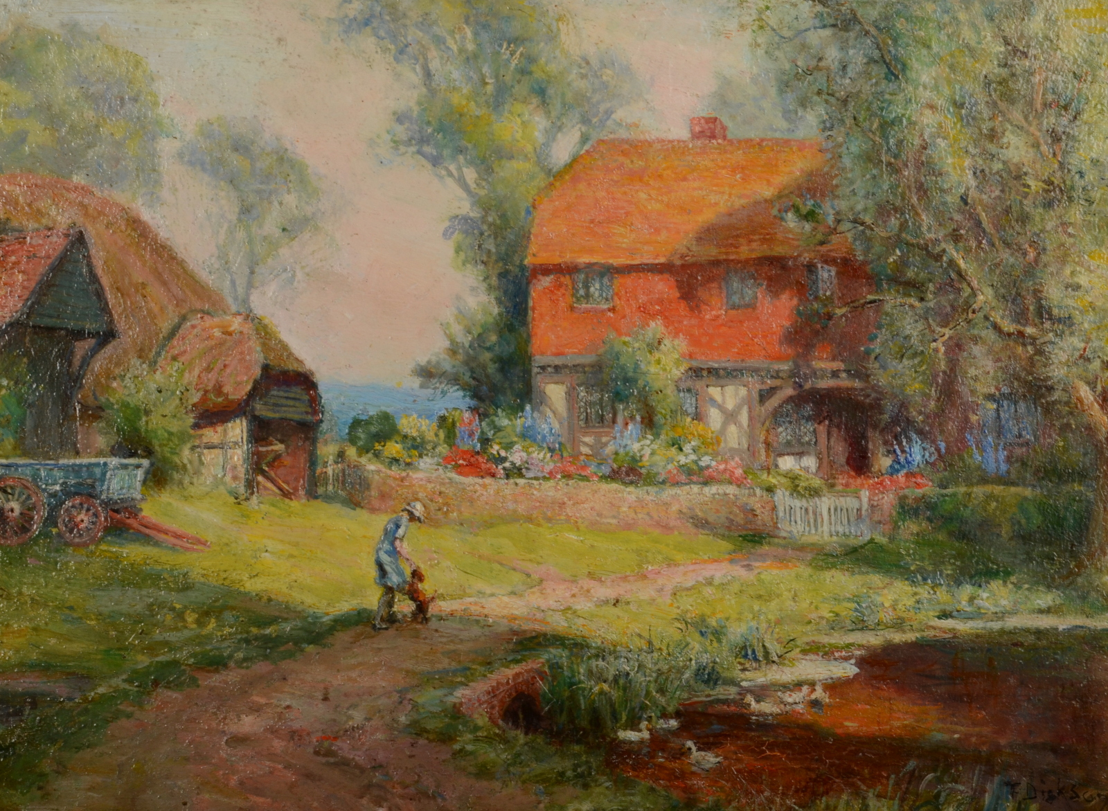 FRANK DICKSON A county idyll Oil on board Signed 25 x 33.