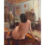 ERIC WARD Life Drawing Class Oil on board Signed 29 x 24 cm