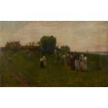 Farm Workers Gathered Oil on canvas Indistinctly signed From the estate of Samuel Lamorna