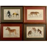 Various Wildlife Hand coloured prints A Fullarton & Co 6 pieces 15 x 23 cm