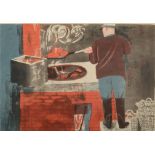 RICHARD PLATT Boiling Lobsters circa 1953 Three colour lithograph Signed and inscribed by the