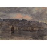 HENRY SCOTT TUKE Evening, Falmouth Watercolour Initialled 12 x 17.