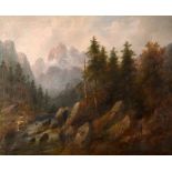 EDUARD BOEHM A view to mountains Oil on canvas Signed 64 x 80cm