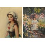 N D'ANGELO Portrait of a young lady Oil on canvas Indistinctly signed 55 x 40cm Together with a