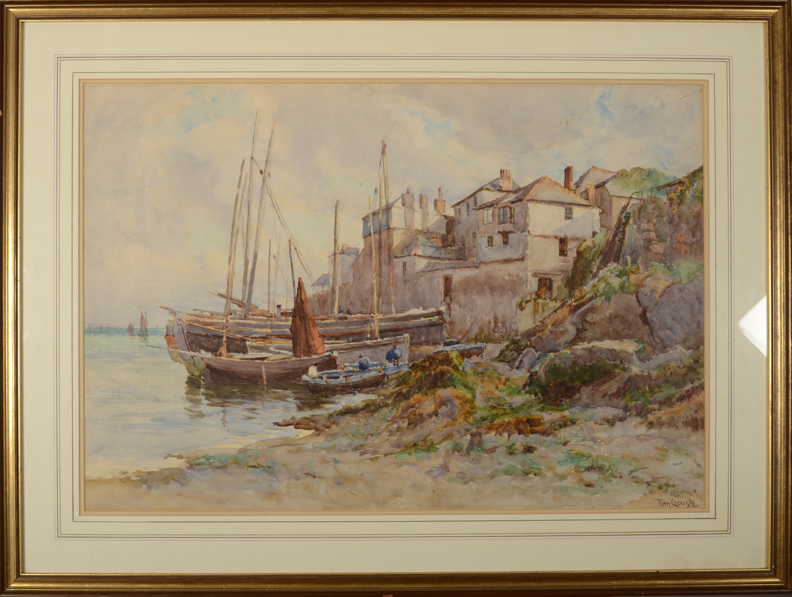 TOM CLOUGH Boats in Newlyn Harbour Watercolour Signed 52 x 74cm (See illustration) - Image 2 of 2