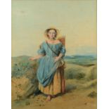 WILLIAM CRUIKSHANK A Country Lass Watercolour Signed 37 x 29cm