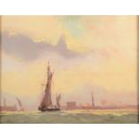 IAN HARRISON Thames barge Oil on board 24.