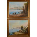 F CARELLI Fishing Scenes A pair of oils on canvas Signed 39 x 50 cm