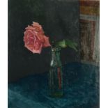 FRANCIS HEWLETT Rose Oil on canvas board Initialled Inscribed to the back 35.5 x 30.