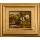 DIXON CLARK Cattle drinking from a stream Oil on board Signed 14 x 18.