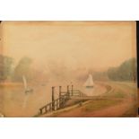 ALFRED SALE WATSON Richmond Hill from Twickenham Watercolour Signed Inscribed to the back 26 x