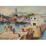 GEORGE HANN Penzance Harbour Oil on canvas Signed 51 x 61cm