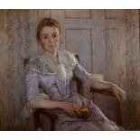 HAROLD KNIGHT Lady in lilac Oil on canvas Signed 86 x 100 cm (See illustration)