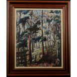 MARY STELLA EDWARDS (YRAM ALLETS) Devon Woods Oil on board Signed Inscribed to the back 50 x 39.