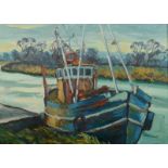 BOB VIGG Fishing boat Oil on board Signed 44 x 60cm