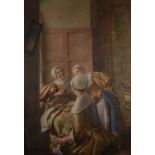 WILLIAM JOHN WAINWRIGHT Three Maids Gossiping Watercolour Signed 56 x 39cm