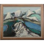 HYAM MYER St Austell China Clay Oil on canvas Signed Inscribed to the back 40 x 50cm