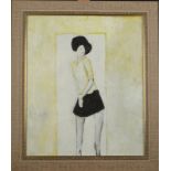BEN CARRIVICK Female figure in a doorway Mixed media Signed 60 x 50cm