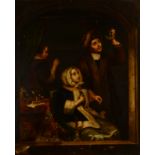 19th century continental school The physician - an interior Oil on metal panel 32 x 26cm