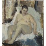 BERNARD DUNSTAN Nude Oil on board Initialled to the back 54 x 50cm