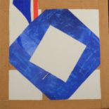 SANDRA BLOW RA Canvas Boarder Blue/White Construction Mixed media Signed and inscribed to the