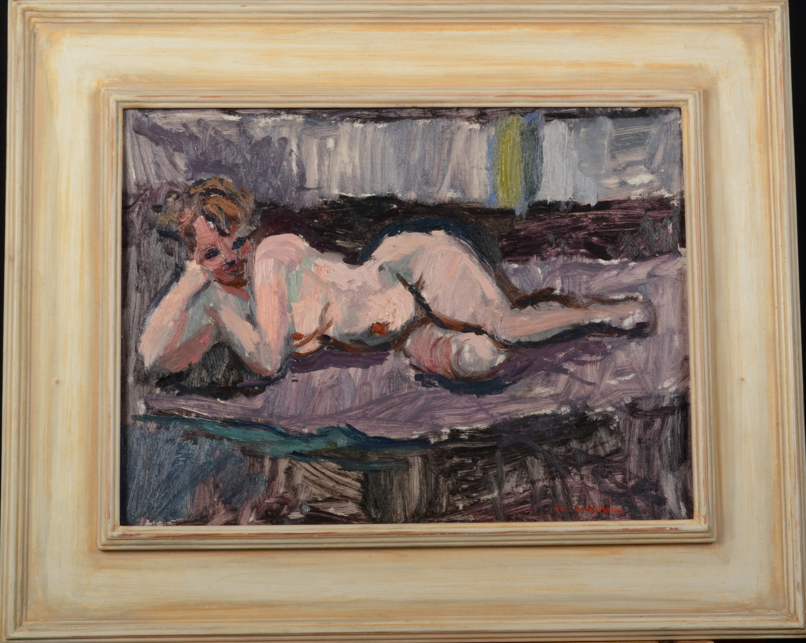 ERIC JAMES MELLON Reclining Nude Oil on board Signed 29. - Image 2 of 2